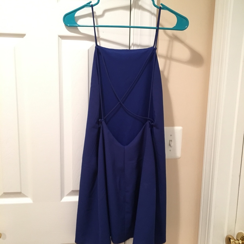 Blue open back shift dress
